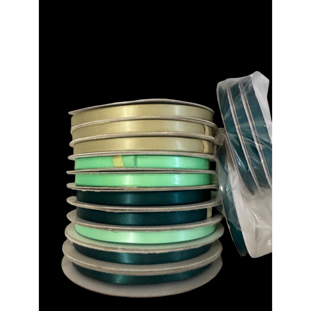 100 Yards 3/8" Single Face Single‎ Side Satin Polyester Ribbon CELEDON GREEN